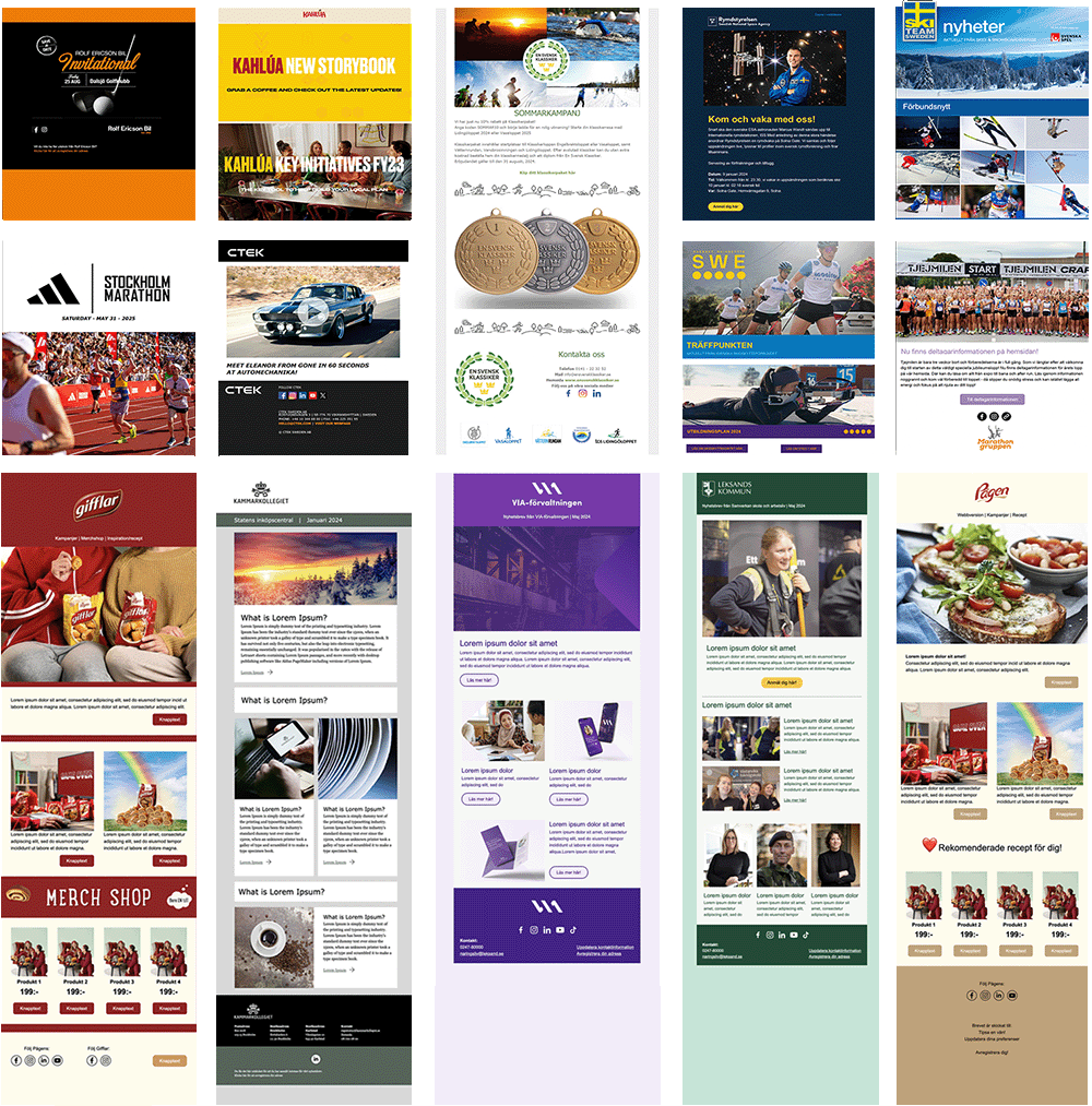 exempel på mallar för e-postmarknadsföring